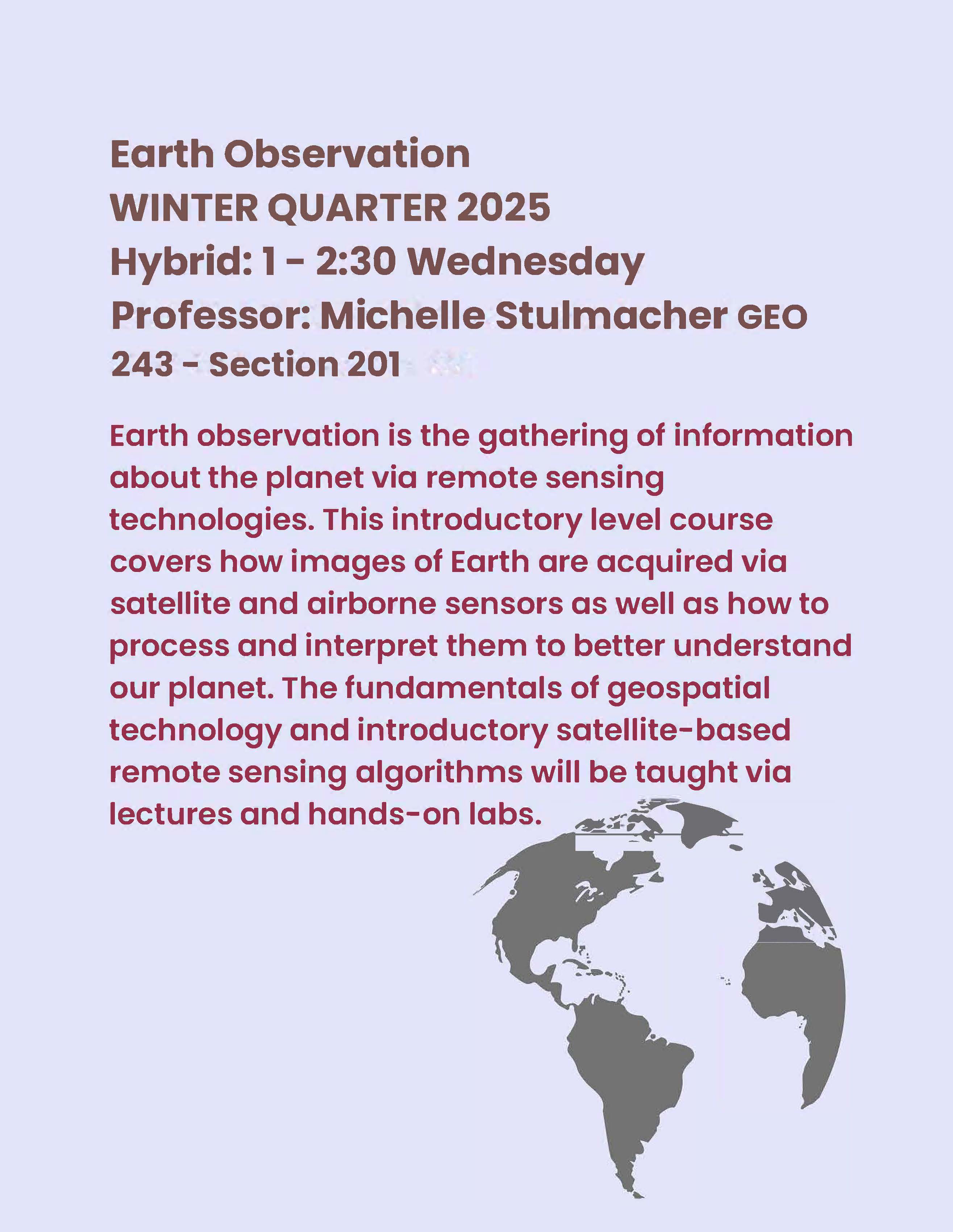 Geography and GIS Winter quarter 2025 Courses